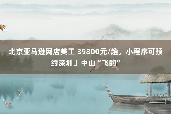 北京亚马逊网店美工 39800元/趟，小程序可预约深圳⇌中山“飞的”